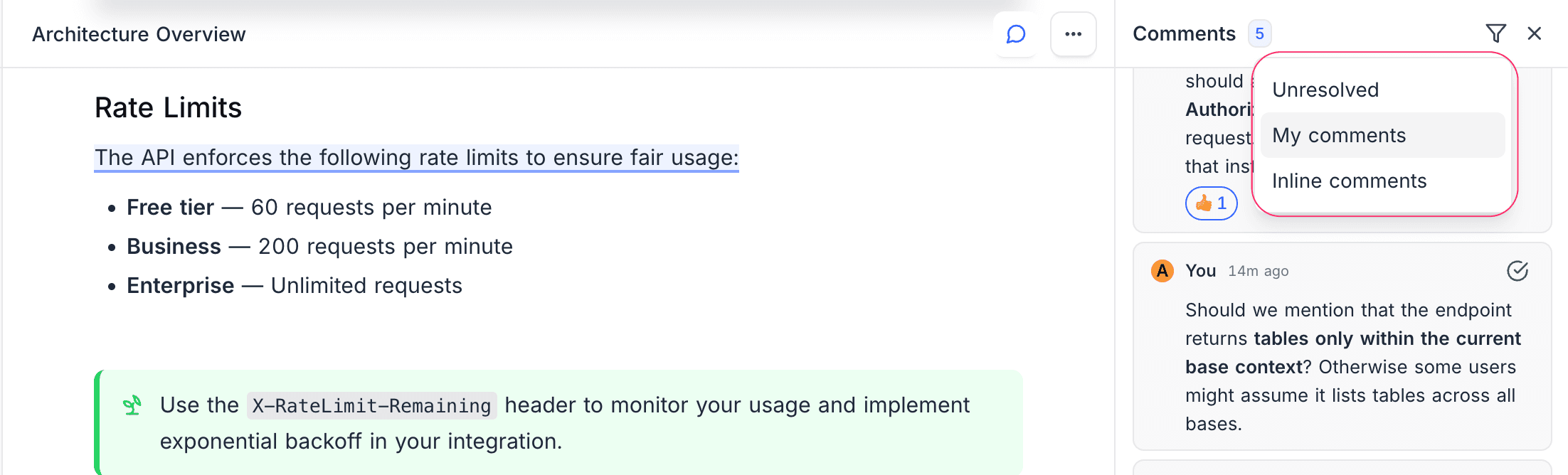 comments filter