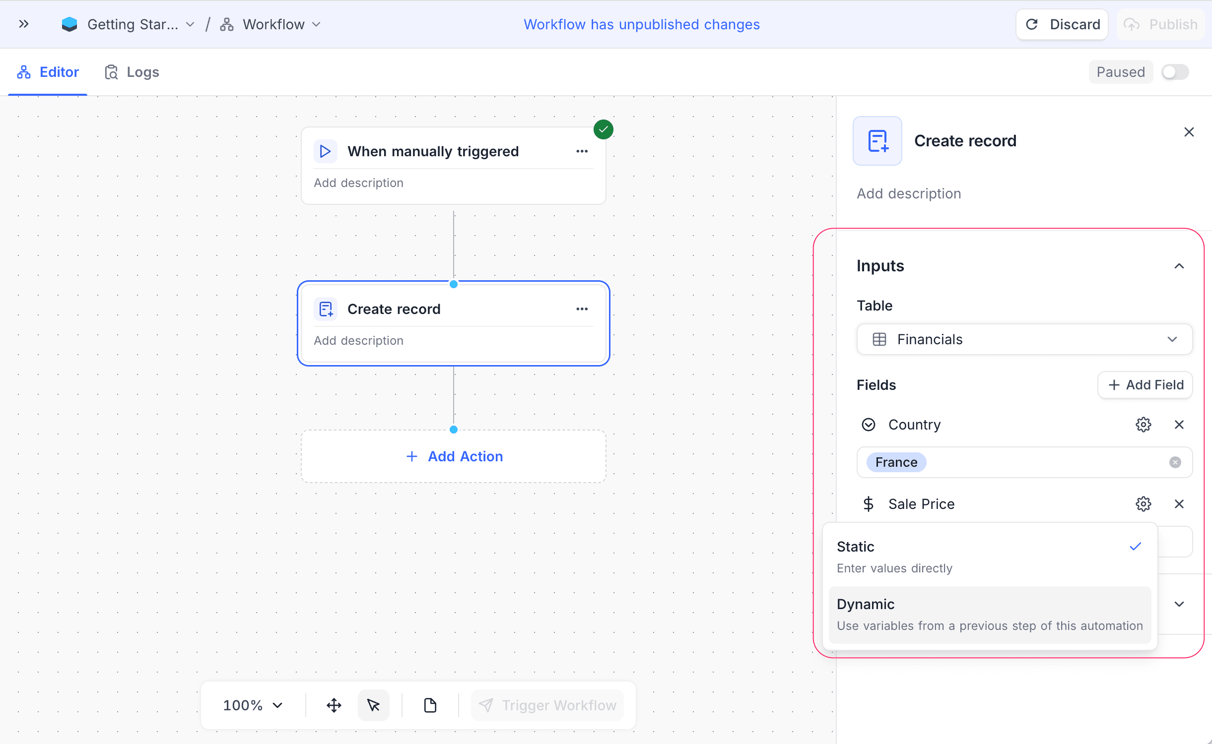 Create Record Node