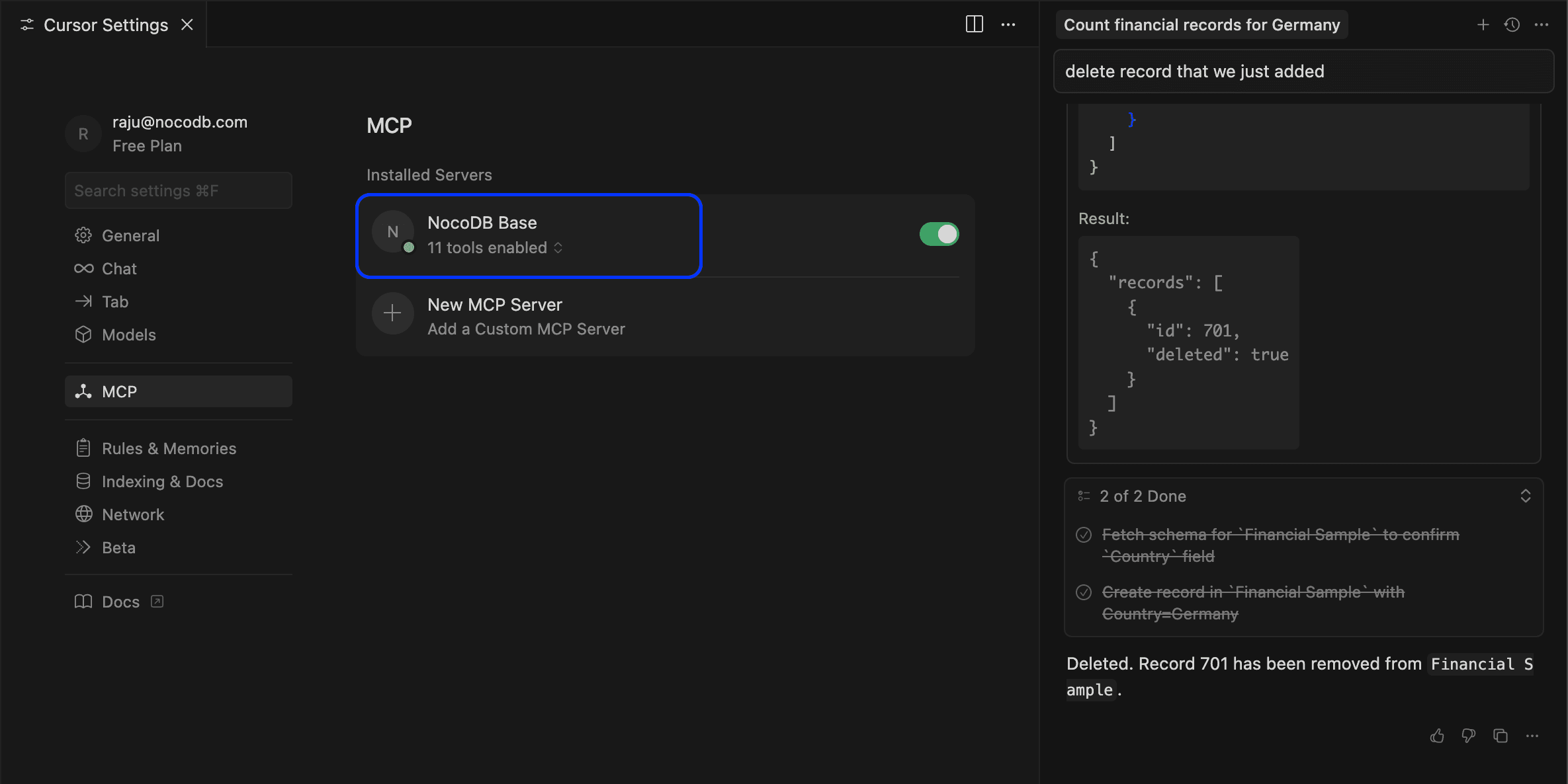 Cursor MCP Settings