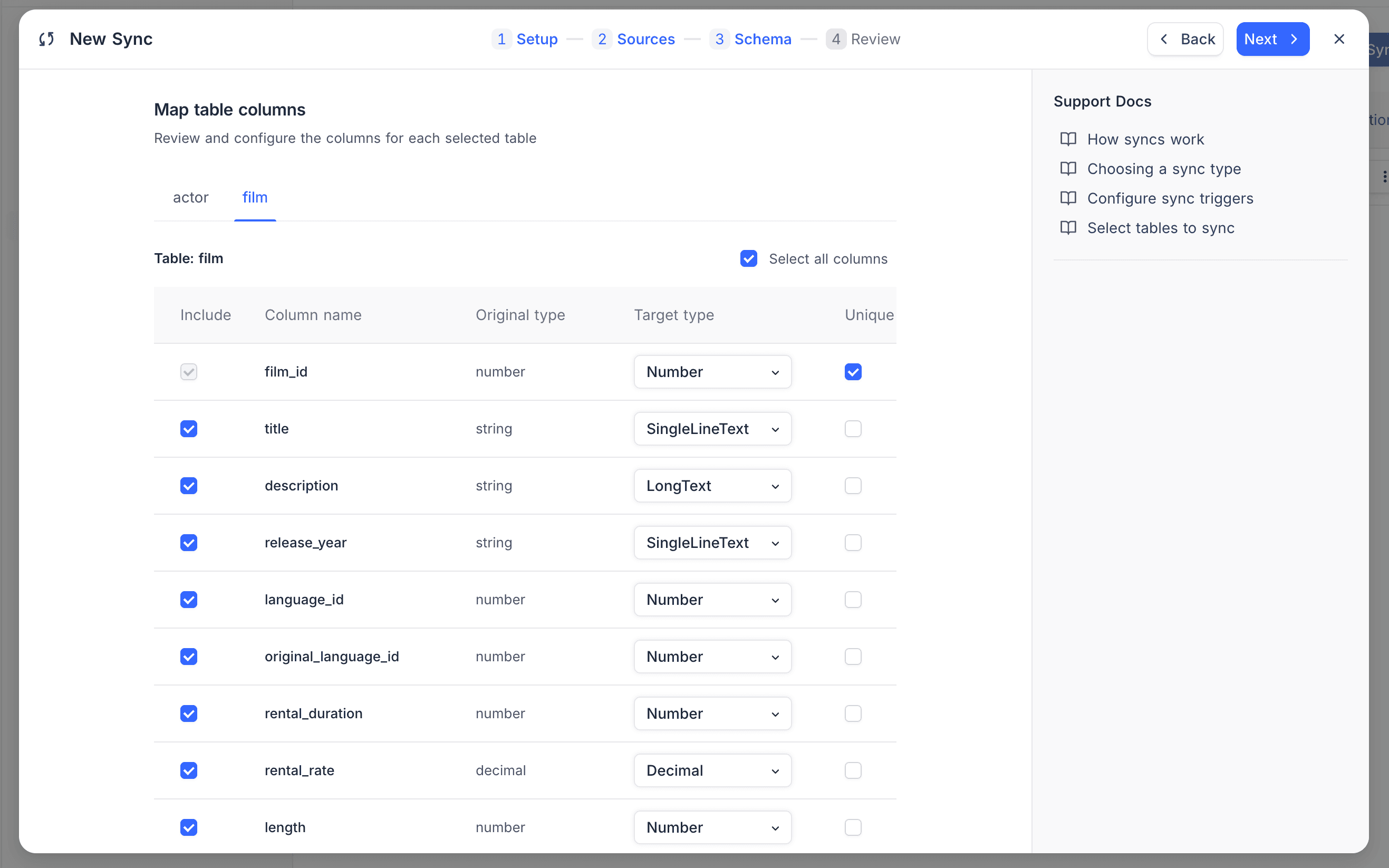 Custom Sync column mapping
