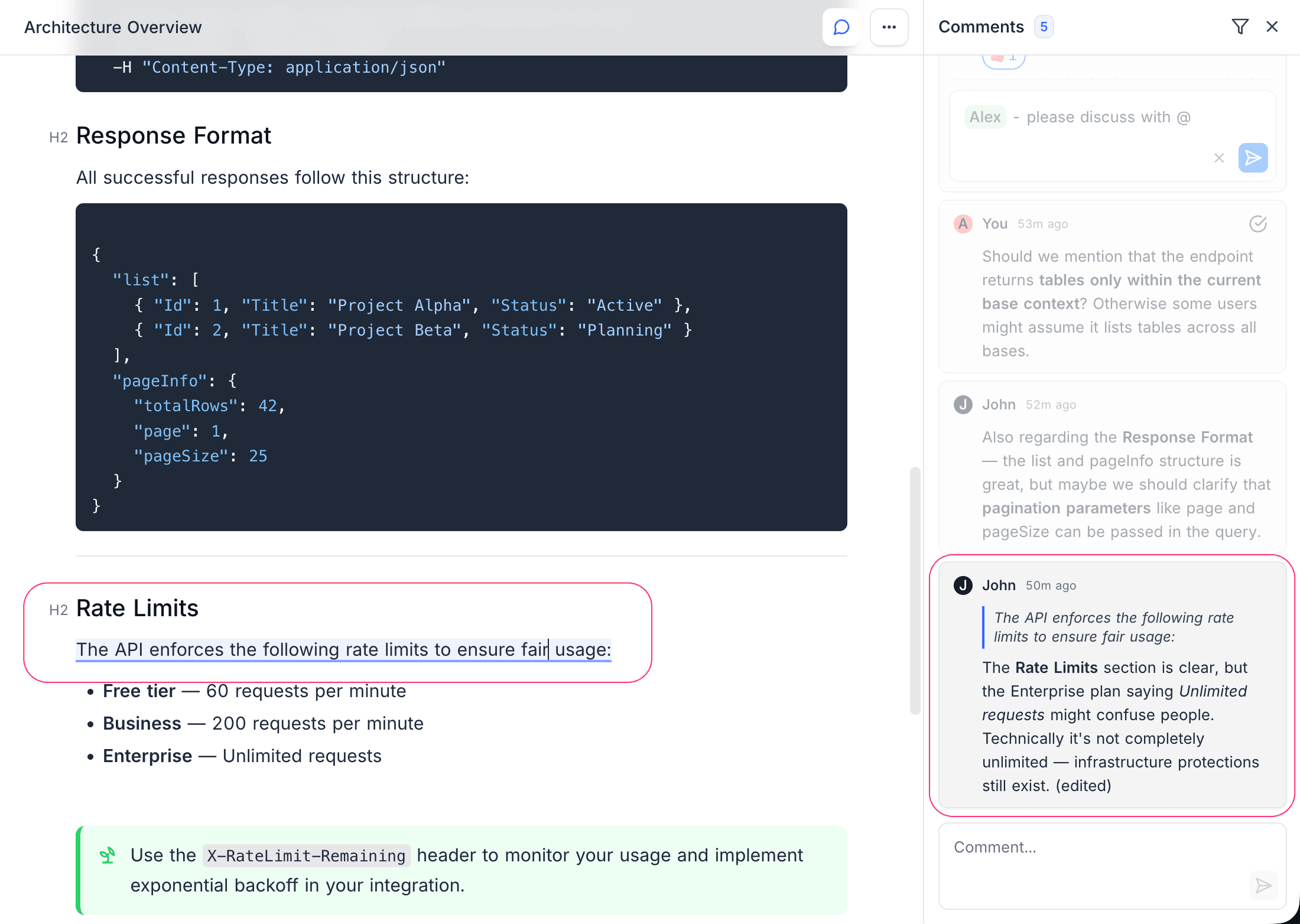 inline comments