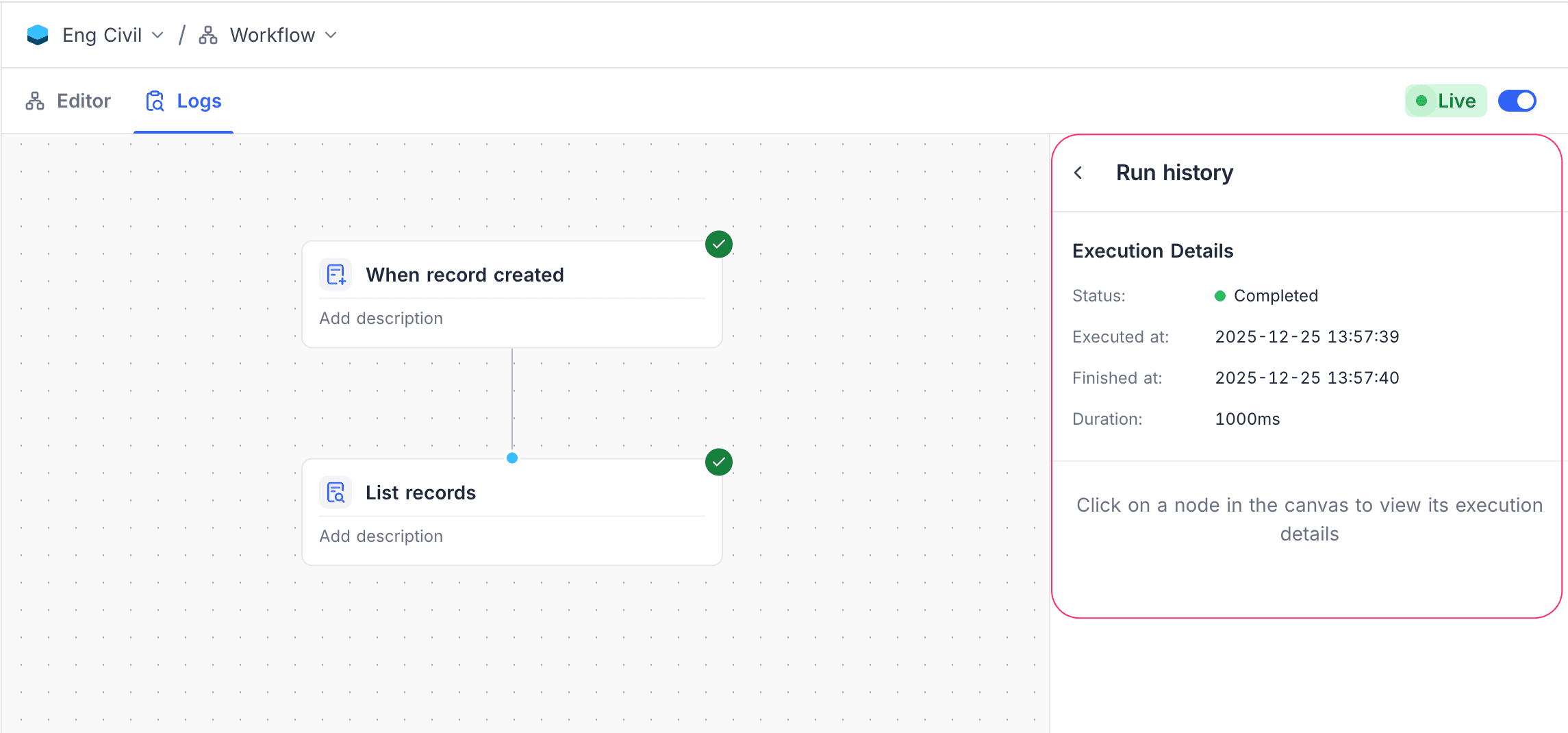 Workflow Logs