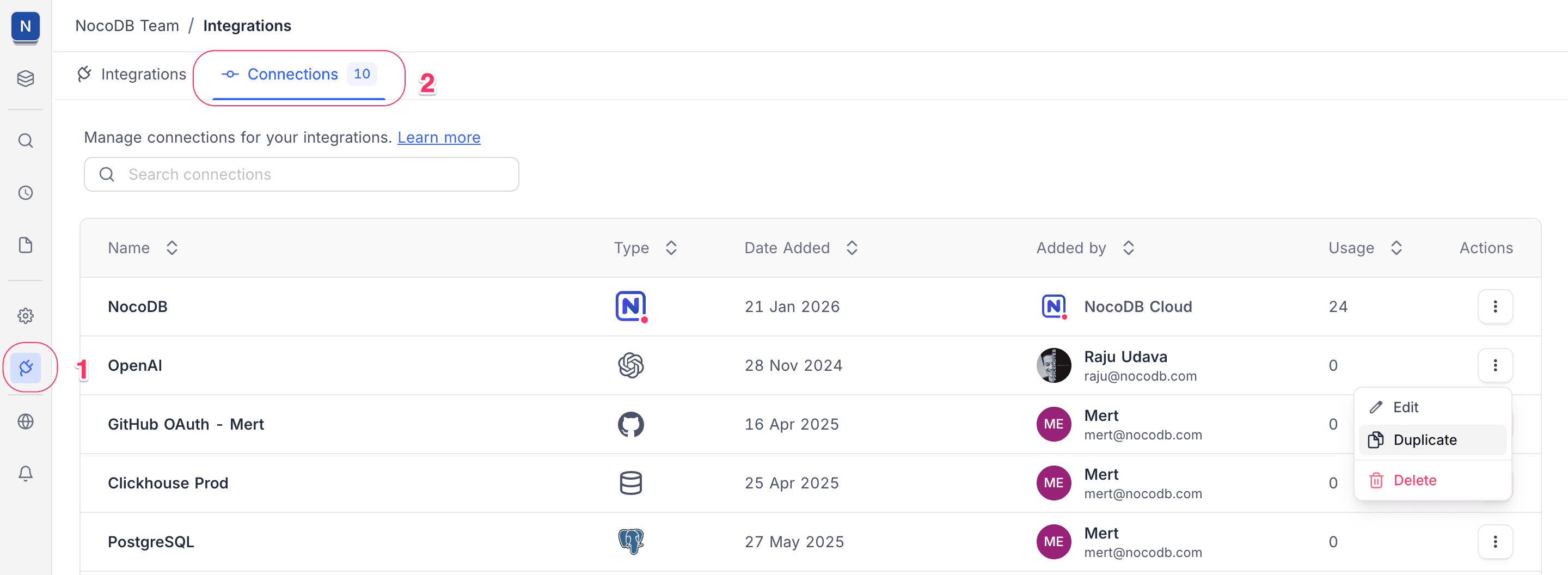 Connections List