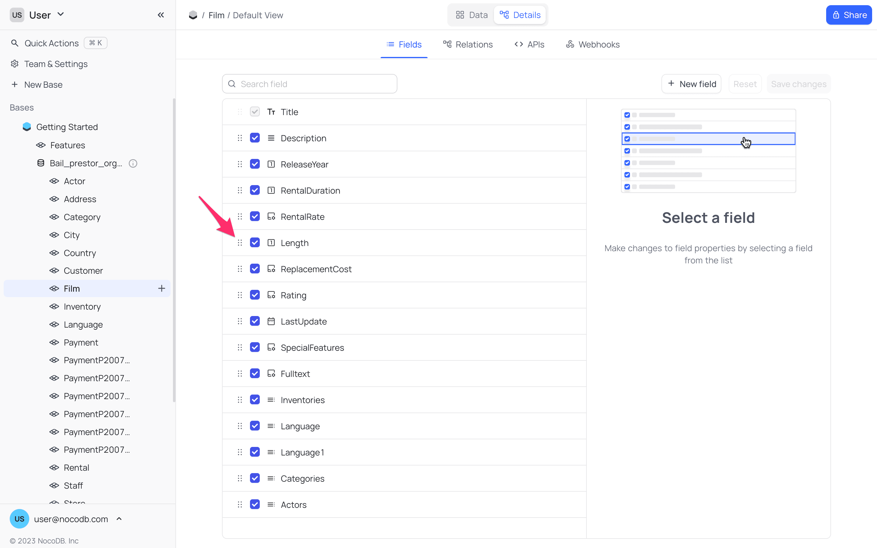 Reorder fields