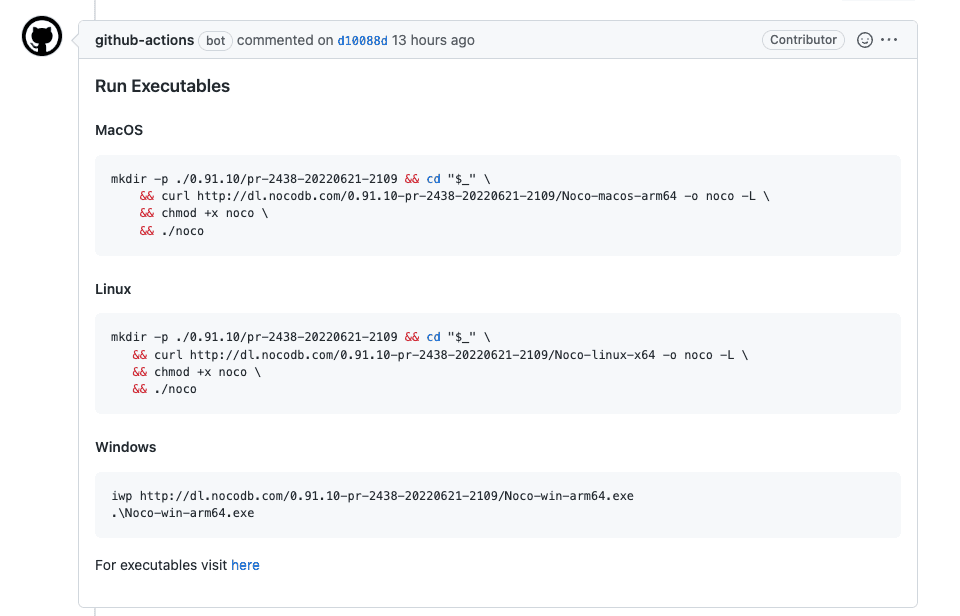 Executables Comment
