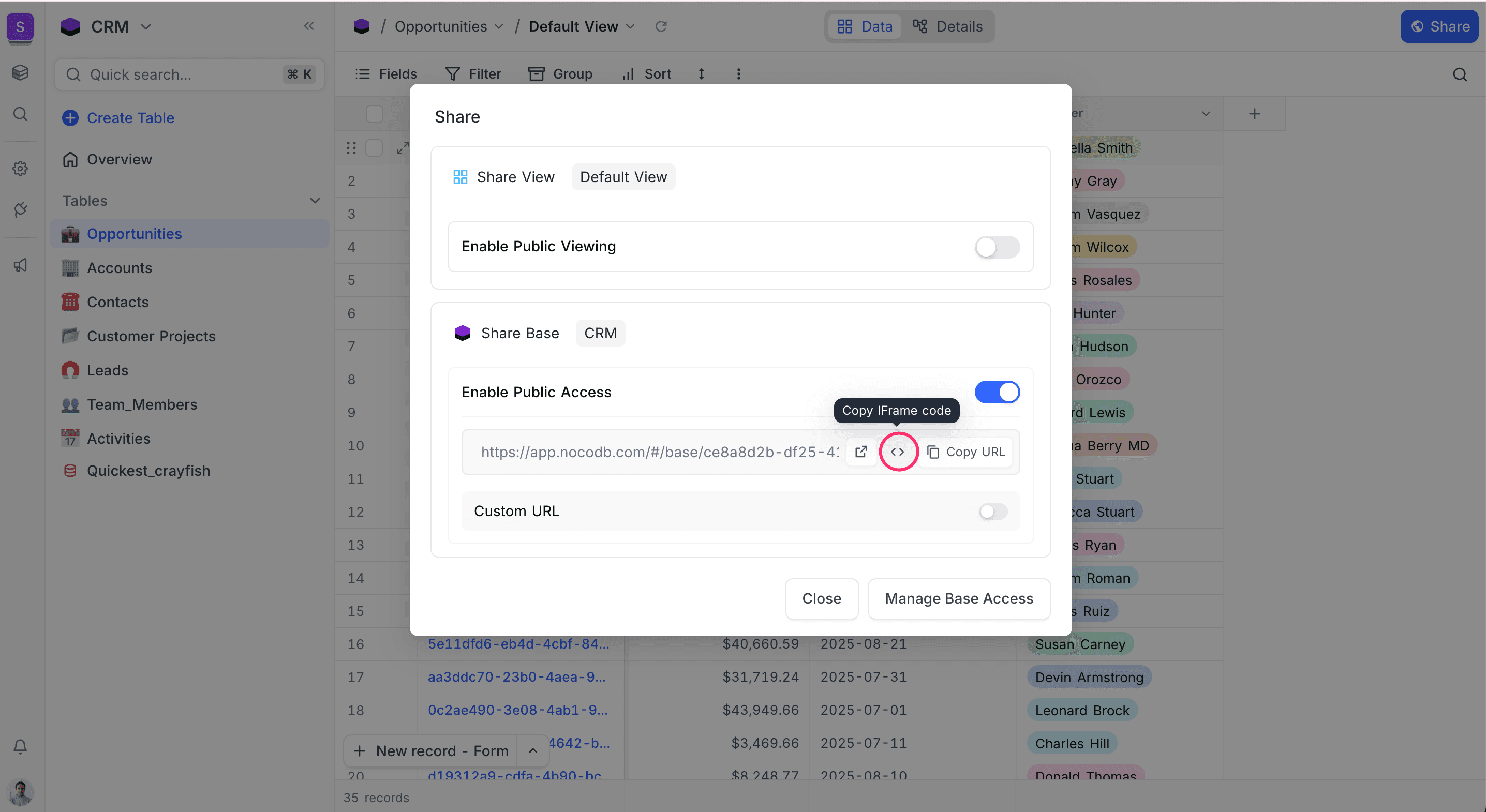 Share base iFrame